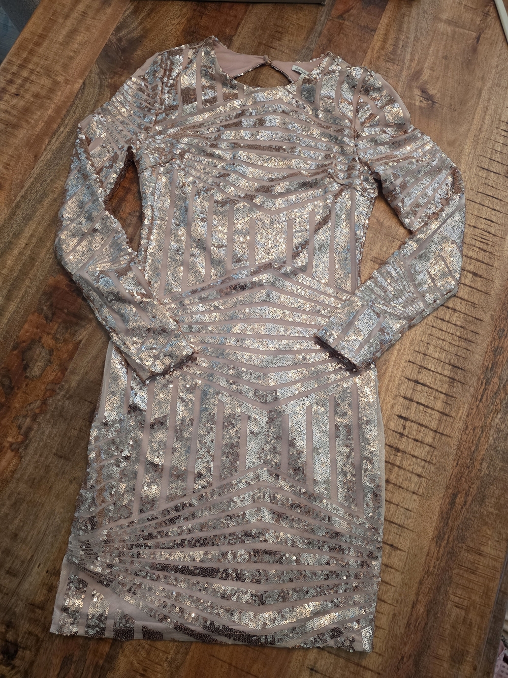 Charlotte Russe Rose Gold Sequin Long Sleeve Bodycon Dress